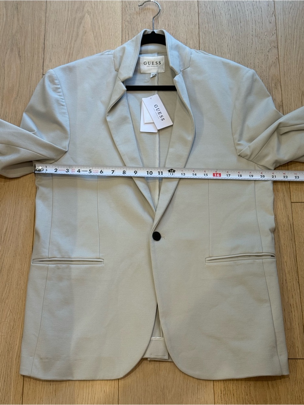 GUESS NWT Moonstruck Ponte Blazer L Stretch Tailored Neutral Jacket Office - Picture 6 of 8